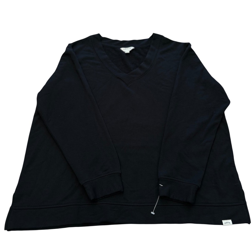 Orvis Classic Collection Black V-Neck Sweatshirt Modal Blend XL Long Sleeve